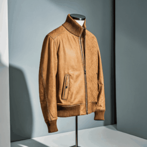 Tan Suede Bomber Jacket
